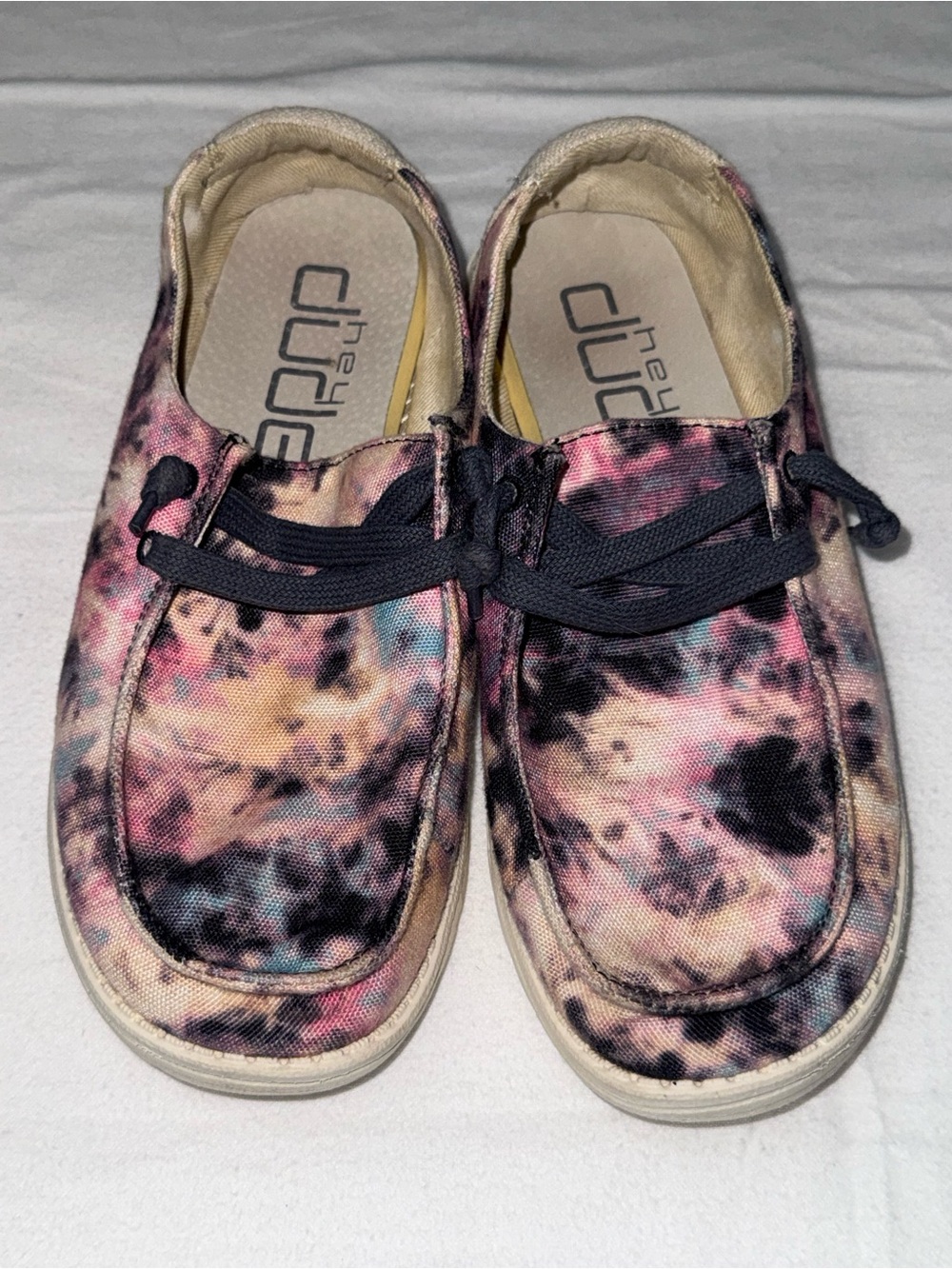 HEYDUDE Wendy Tie Dye Navy Pink Slip On Loafers Women’s Size 8 Lightweight Shoes
